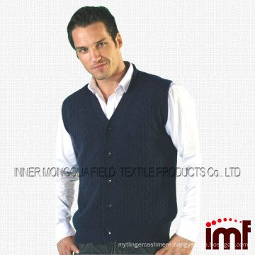 100 Cashmere Men's Sleeveless Sweater Vest Cable Pattern